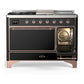 Ilve UM48FSQNR3BKPLP Ilve Um48Fsqnr3Bkplp Majestic Iii 48 Inch Dual Fuel Range With 5 Black Brass Burners, Griddle And French Top, Dual Function Burner Up To 25,000 Btu (Liquid Propane, Solid Door, Glossy Black, Copper)