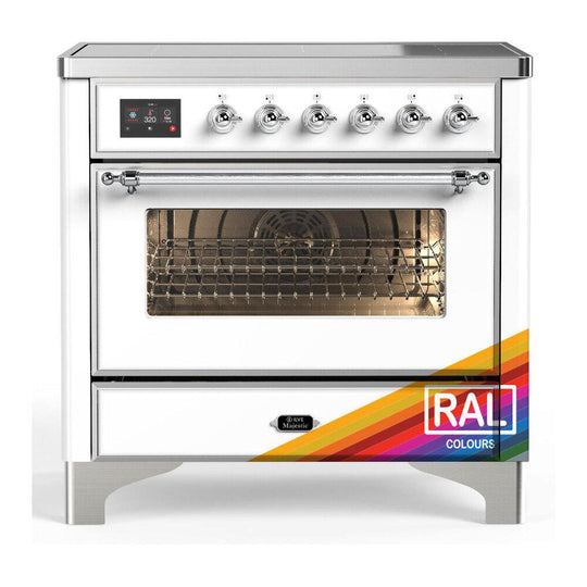 Ilve UMIB36NR3RAC Ilve Umib36Nr3Rac Majestic Iii 36 Inch Induction Range With 6 Elements, 3.5 Cu. Ft. Total Oven Capacity (Triple Glass Door, Ral, Chrome)