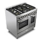 Verona VUFSGG365DSS Verona Vufsgg365Dss 36 Inch Ultima Collection Double Oven Gas Range With 5 Brass Burners, 4.1 Cu. Ft. Oven Total Capacity In Stainless Steel