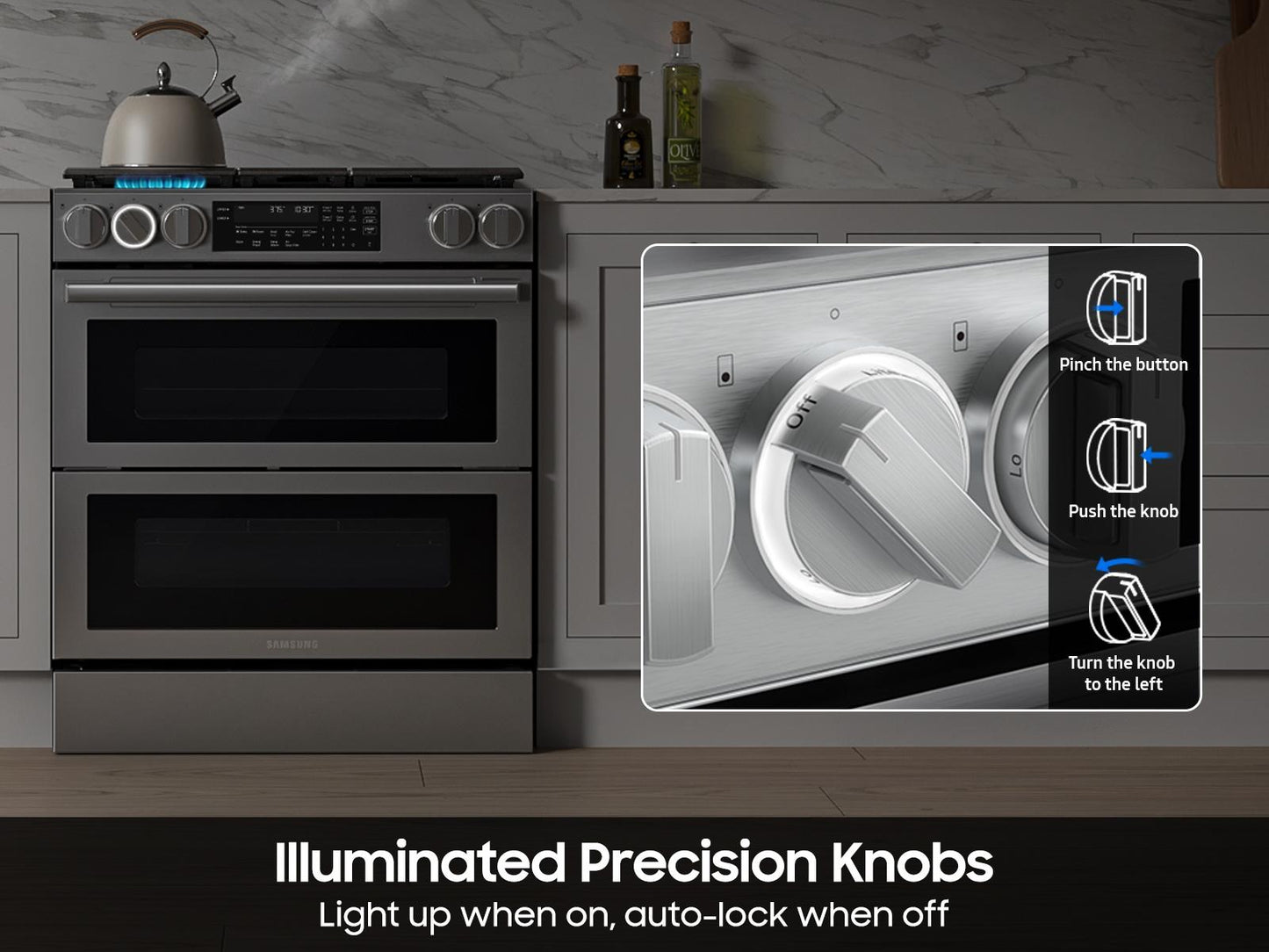 Samsung NSG90H60DRAA Bespoke Smart Slide-In Gas Range Flex Duo™ Oven Pro Style Design Dual True Convection