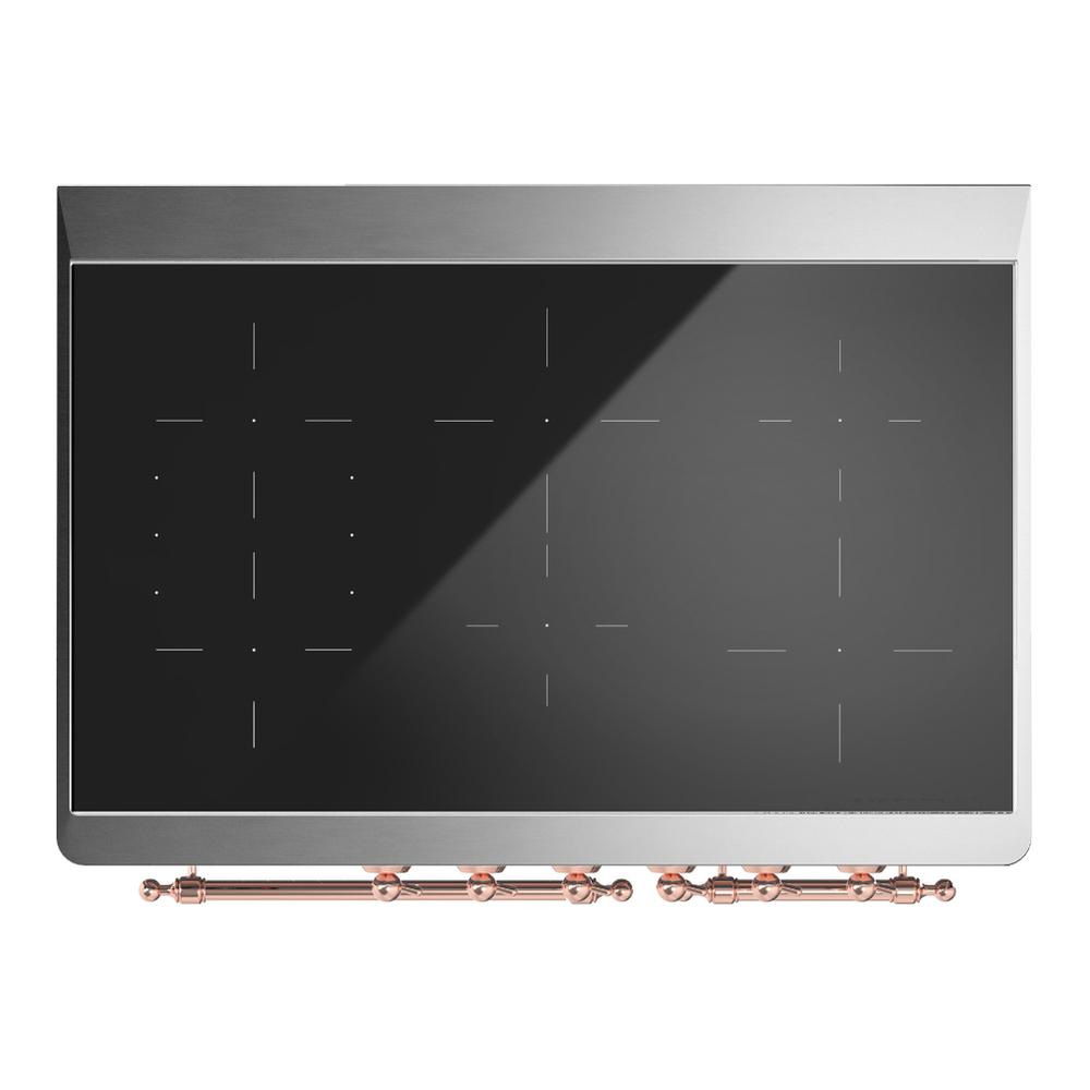 Ilve UMDIB40NR3BKP Ilve Umdib40Nr3Bkp Majestic Iii 40 Inch Induction Range With 6 Elements, 3.82 Cu. Ft. Total Oven Capacity (Triple Glass Door, Glossy Black, Copper)