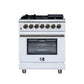 Forno FFSGS612530WHT Forno Massimo 30-Inch Freestanding Dual Fuel Range In White With Antique Brass Accessories, 4 Burners, 4.32 Cu. Ft. Convection Oven