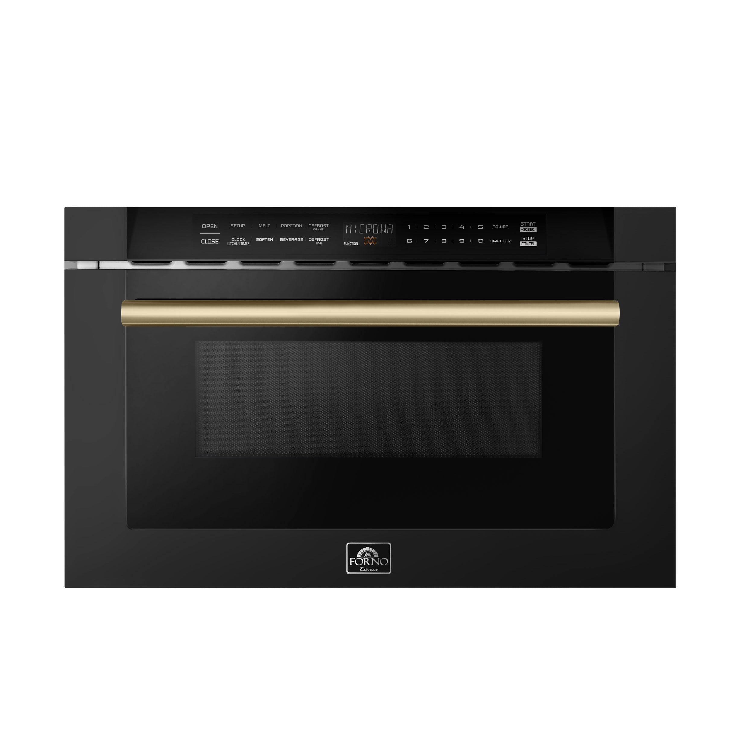 Forno FMWDR300024BLK Forno Capoliveri Espresso 24-Inch Microwave Drawer, Black, 1.2 Cu.Ft, 1500 Watts, Built-In, Touch Control Lcd Display, Auto-Touch Open/Close, 11 Power Levels, Sensor Cooking
