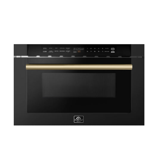 Forno FMWDR300024BLK Forno Capoliveri Espresso 24-Inch Microwave Drawer, Black, 1.2 Cu.Ft, 1500 Watts, Built-In, Touch Control Lcd Display, Auto-Touch Open/Close, 11 Power Levels, Sensor Cooking