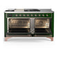 Ilve UM60FSQNR3EGP Ilve Um60Fsqnr3Egp Majestic Iii 60 Inch Dual Fuel Range With 7 Burners, Griddle And French Top, Dual Function Burner With Up To 25,000 Btu (Natural Gas, Solid Door, Emerald Green, Copper)