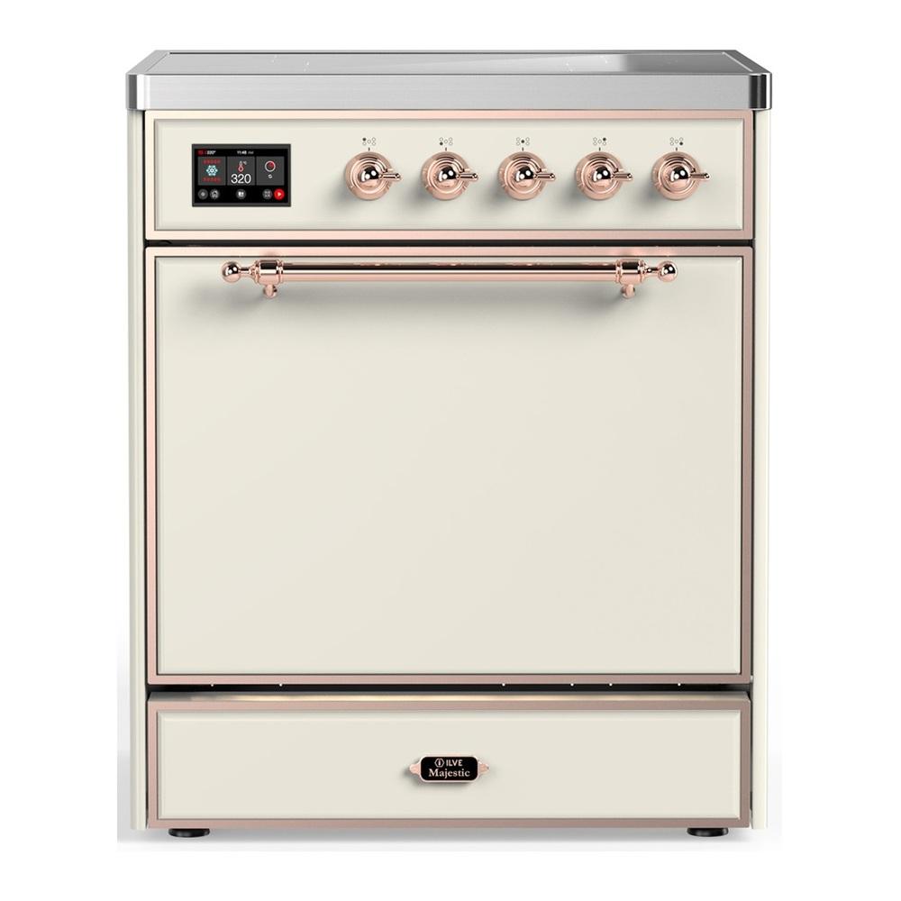 Ilve UMIB30QNR3AWP Ilve Umib30Qnr3Awp Majestic Iii 30 Inch Induction Range With 4 Elements, 4 Cu. Ft. Oven Capacity (Solid Door, Antique White, Copper)