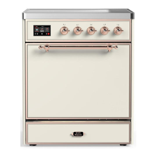 Ilve UMIB30QNR3AWP Ilve Umib30Qnr3Awp Majestic Iii 30 Inch Induction Range With 4 Elements, 4 Cu. Ft. Oven Capacity (Solid Door, Antique White, Copper)