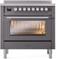 Ilve UPI366WMPMG Professional Plus Ii 36 Inch Electric Freestanding Range In Matte Graphite With Trim