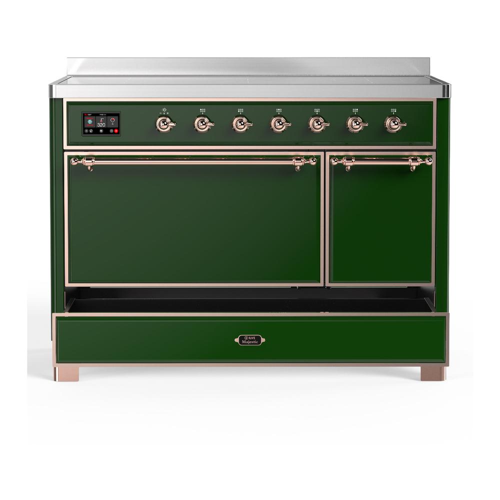 Ilve UMIB48QNR3EGP Ilve Umib48Qnr3Egp Majestic Iii 48 Inch Induction Range With 6 Elements, 5.02 Cu. Ft. Total Oven Capacity (Solid Door, Emerald Green, Copper)