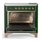 Ilve UMIB36NR3EGP Ilve Umib36Nr3Egp Majestic Iii 36 Inch Induction Range With 6 Elements, 3.5 Cu. Ft. Total Oven Capacity (Triple Glass Door, Emerald Green, Copper)
