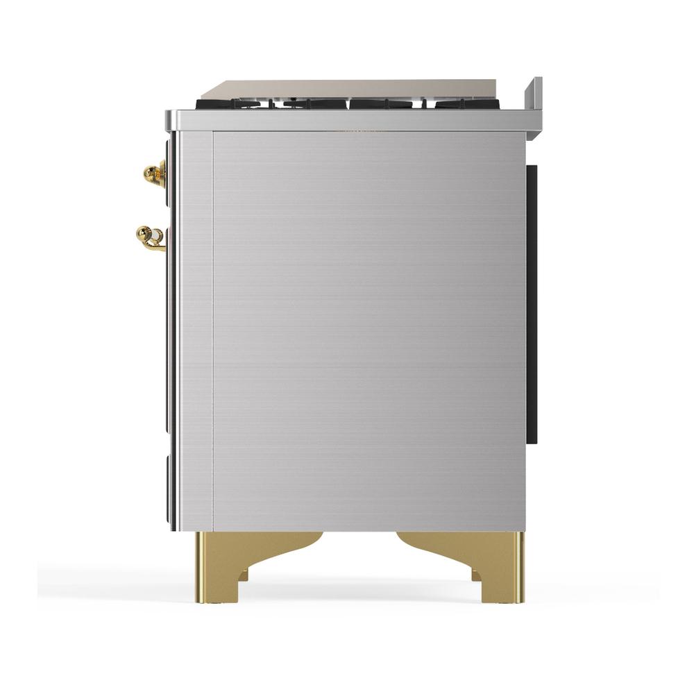 Ilve UMD40FNR3SSGLP Ilve Umd40Fnr3Ssglp Majestic Iii 40 Inch Dual Fuel Range With 6 Burners And Griddle, Dual Function Burner Up To 25,000 Btu (Liquid Propane, Triple Glass Door, Stainless Steel, Brass)