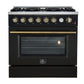 Forno FFSGS627736BLK Marco 36-Inch Gas Range Black & Antique Brass Design, 6 Burners 67,000 Btu, 5.36 Cu.Ft. Convection Oven