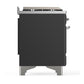 Ilve UM48FNR3MGCLP Ilve Um48Fnr3Mgclp Majestic Iii 48 Inch Dual Fuel Range With 8 Burners And Griddle, Dual Function Burner Up To 25,000 Btu (Liquid Propane, Triple Glass Door, Graphite Matte, Chrome)