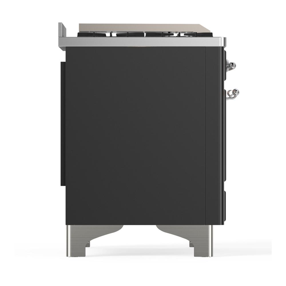 Ilve UM48FNR3MGCLP Ilve Um48Fnr3Mgclp Majestic Iii 48 Inch Dual Fuel Range With 8 Burners And Griddle, Dual Function Burner Up To 25,000 Btu (Liquid Propane, Triple Glass Door, Graphite Matte, Chrome)