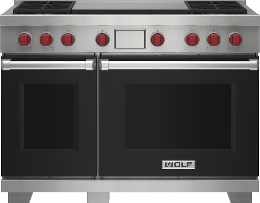 Wolf DF48450DGBKP 48" Dual Fuel Range - 4 Burners And Infrared Dual Griddle