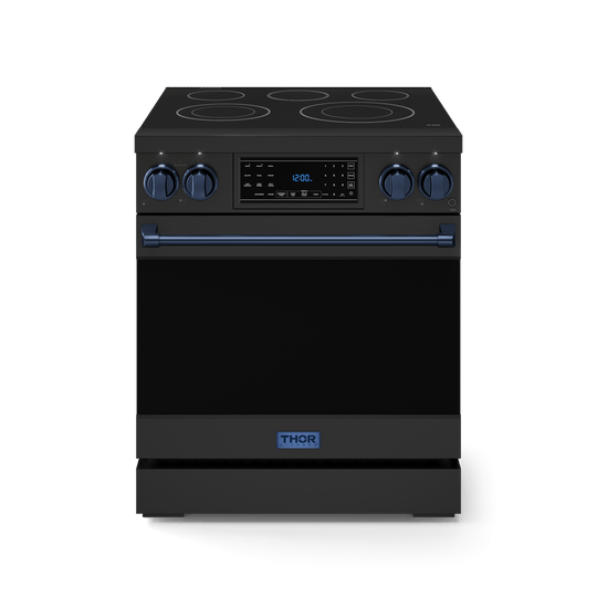 Thor Kitchen RSE30BBLU 30 Inch Professional Electric Range With Tilt Panel Touch Control In Black/Navy Blue Gordon Ramsay Series - Rse30B-Blu