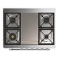 Ilve UM36FNR3MGCLP Ilve Um36Fnr3Mgclp Majestic Iii 36 Inch Dual Fuel Range With 6 Black Brass Burners And Griddle, Dual Function Burner Up To 25,000 Btu (Triple Glass Door, Graphite Matte, Chrome, Liquid Propane)