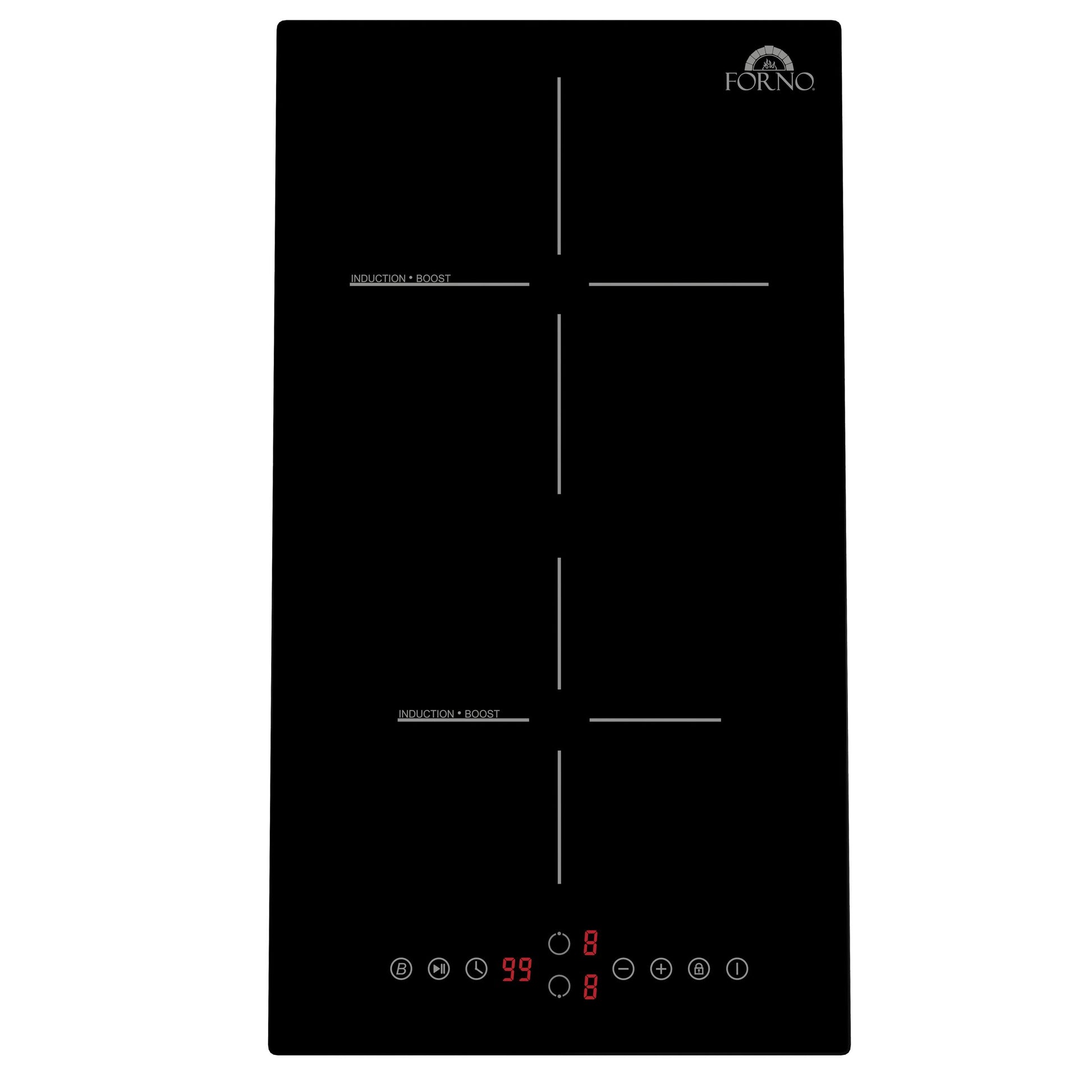 Forno FCTIN058312 Forno Parco 12-Inch Induction Cooktop, 2 Zones, 3,600W Total Power, Touch Control, 9 Power Levels, Booster Function