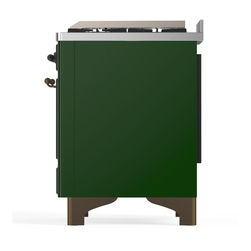 Ilve UM48FNR3EGBLP Ilve Um48Fnr3Egblp Majestic Iii 48 Inch Dual Fuel Range With 8 Burners And Griddle, Dual Function Burner Up To 25,000 Btu (Liquid Propane, Triple Glass Door, Emerald Green, Burnished)