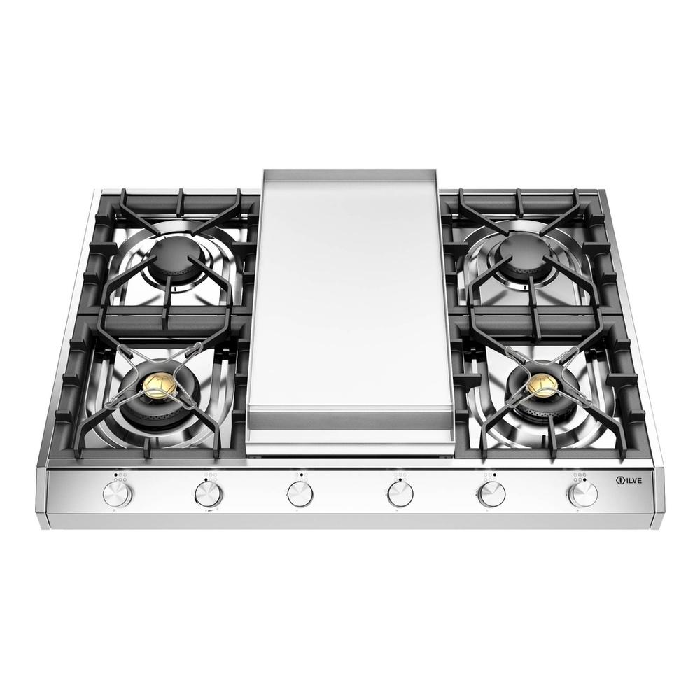 Ilve UHCP965FSSLP Ilve Uhcp965Fsslp Professional Plus Ii 36 Inch Gas Cooktop With Griddle, In Stainless Steel (Liquid Propane)