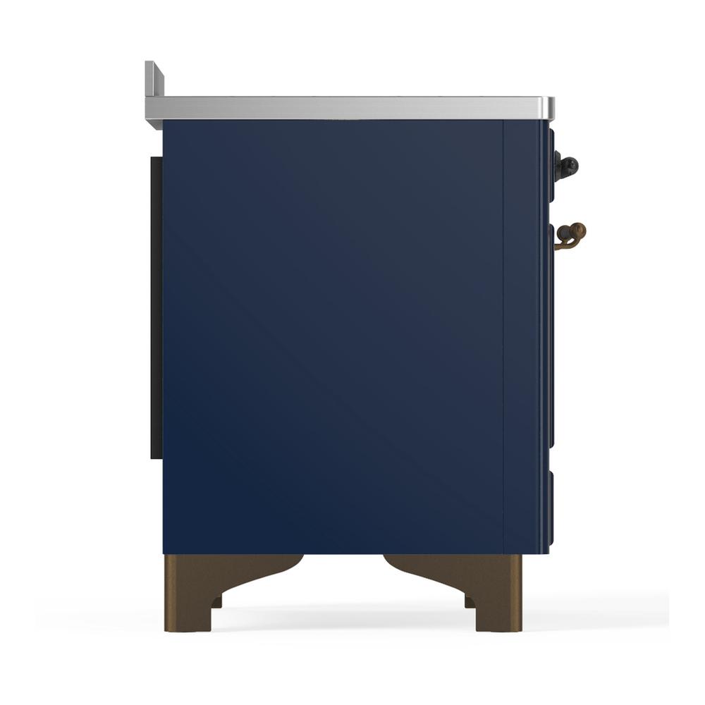 Ilve UMIB48QNR3MBB Ilve Umib48Qnr3Mbb Majestic Iii 48 Inch Induction Range With 6 Elements, 5.02 Cu. Ft. Total Oven Capacity (Solid Door, Midnight Blue, Burnished)