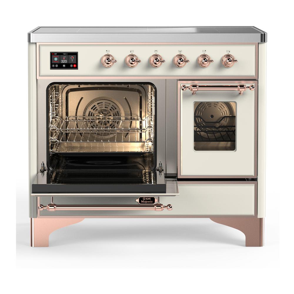 Ilve UMDIB40NR3AWP Ilve Umdib40Nr3Awp Majestic Iii 40 Inch Induction Range With 6 Elements, 3.82 Cu. Ft. Total Oven Capacity (Triple Glass Door, Antique White, Copper)