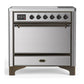 Ilve UMIB36QNR3SSB Ilve Umib36Qnr3Ssb Majestic Iii 36 Inch Induction Range With 6 Elements, 3.5 Cu. Ft. Total Oven Capacity (Solid Door, Stainless Steel, Burnished)