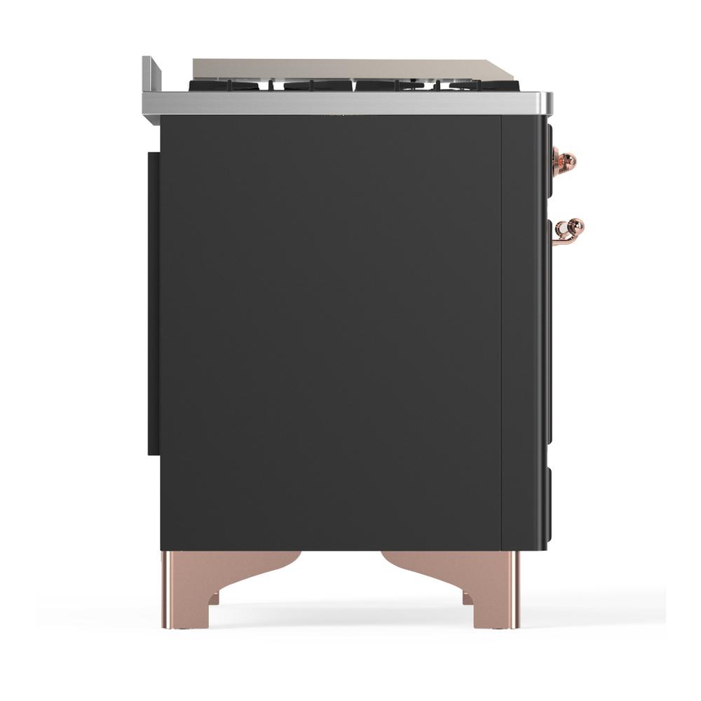 Ilve UM48FQNR3MGPLP Ilve Um48Fqnr3Mgplp Majestic Iii 48 Inch Dual Fuel Range With 8 Burners And Griddle, Dual Function Burner Up To 25,000 Btu (Liquid Propane, Solid Door, Graphite Matte, Copper)