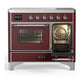 Ilve UMDIB40NR3BUC Ilve Umdib40Nr3Buc Majestic Iii 40 Inch Induction Range With 6 Elements, 3.82 Cu. Ft. Total Oven Capacity (Triple Glass Door, Burgundy, Chrome)