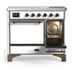 Ilve UMDIB40QNR3WHB Ilve Umdib40Qnr3Whb Majestic Iii 40 Inch Induction Range With 6 Elements, 3.82 Cu. Ft. Total Oven Capacity (Solid Door, White, Burnished)