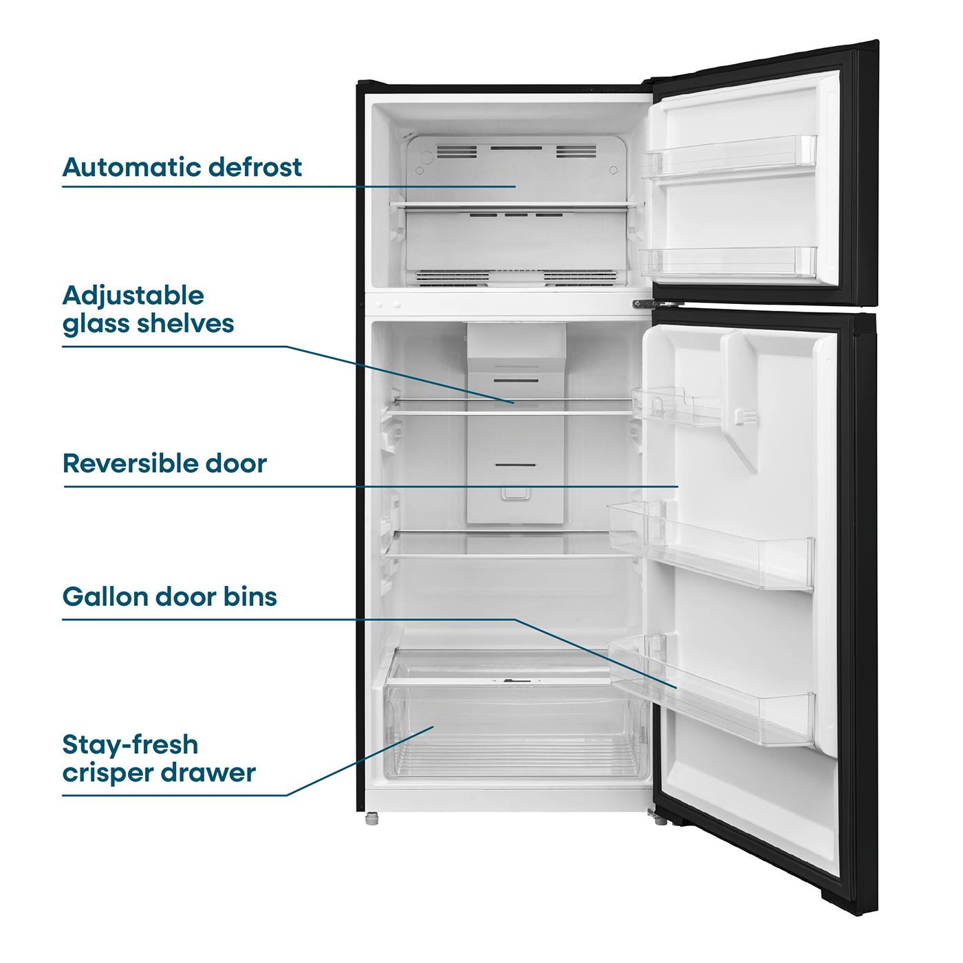 Element Appliance ERT16CGDB Element 16.0 Cu. Ft. Top Freezer Refrigerator - Black, Energy Star