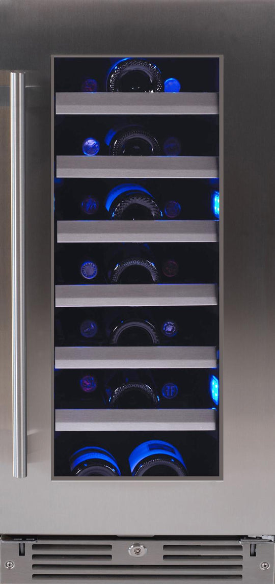 Xo Appliance XOU15WGSX 15" Wine Cooler, Stainless Steel Glass, Field Reversible Hinge