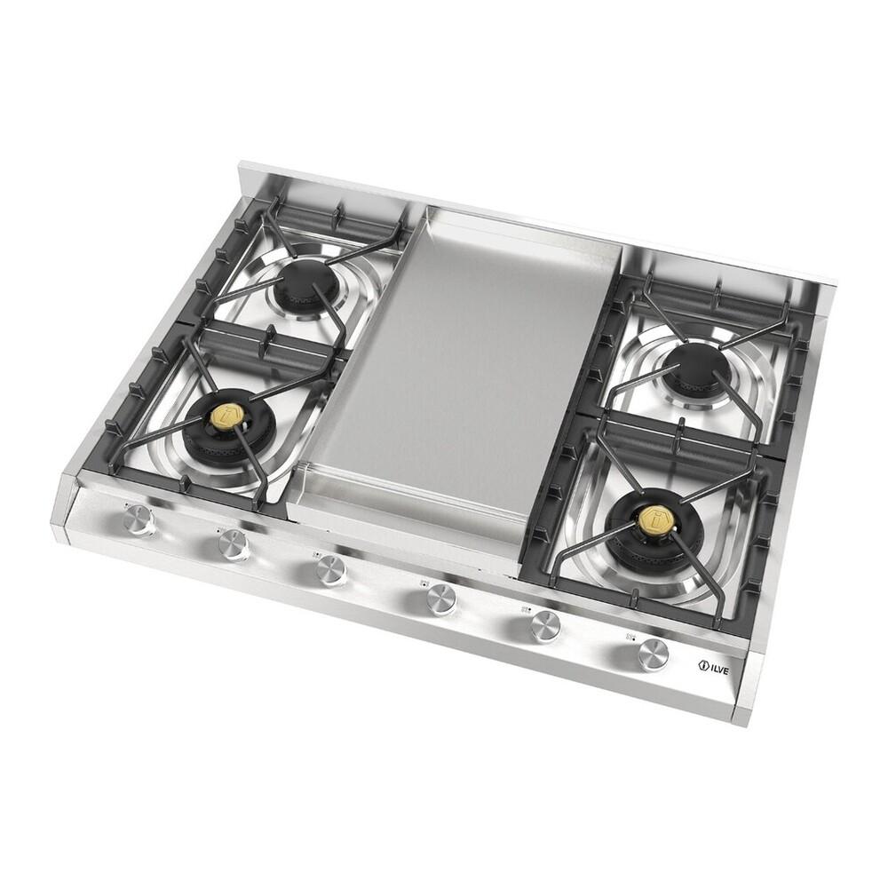 Ilve UHCP965FSSLP Ilve Uhcp965Fsslp Professional Plus Ii 36 Inch Gas Cooktop With Griddle, In Stainless Steel (Liquid Propane)