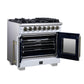 Forno FFSGS638736WHT Forno Capriasca 36 Inch Freestanding French Door Dual Fuel Range In White With Antique Brass Accessories, 6 Burners, True Convection Oven