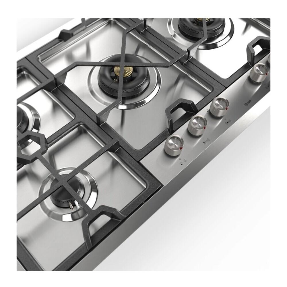 Ilve UHCPMT125SS Ilve Uhcpmt125Ss Panoramagic 48 Inch Built-In Gas Cooktop With Total Black Brass Burners, In Stainless Steel (6 Sealed Burners, Natural Gas)