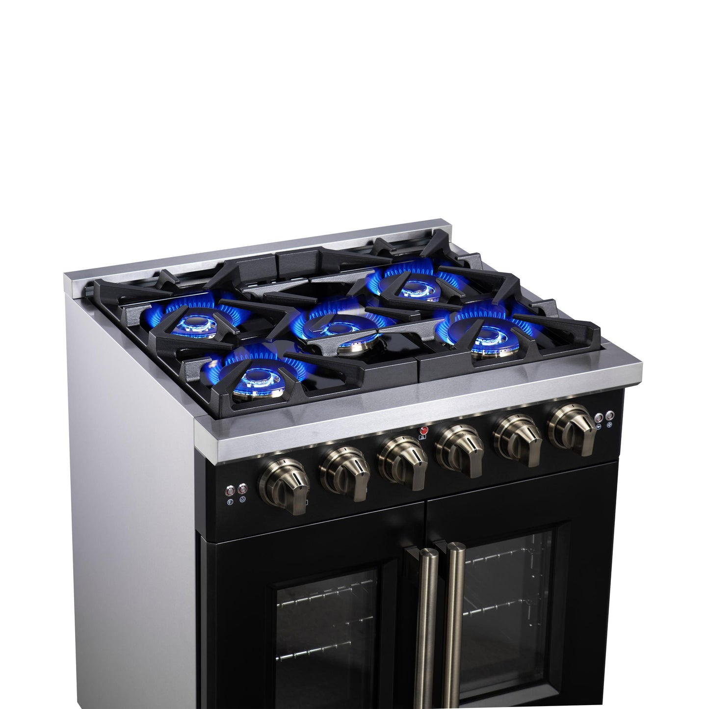 Forno FFSGS646030BLK Forno Capriasca 30-Inch Freestanding French Door Gas Range, 4 Burners, Convection Oven, Energy Efficient