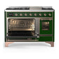 Ilve UM48FNR3EGPLP Ilve Um48Fnr3Egplp Majestic Iii 48 Inch Dual Fuel Range With 8 Burners And Griddle, Dual Function Burner Up To 25,000 Btu (Liquid Propane, Triple Glass Door, Emerald Green, Copper)