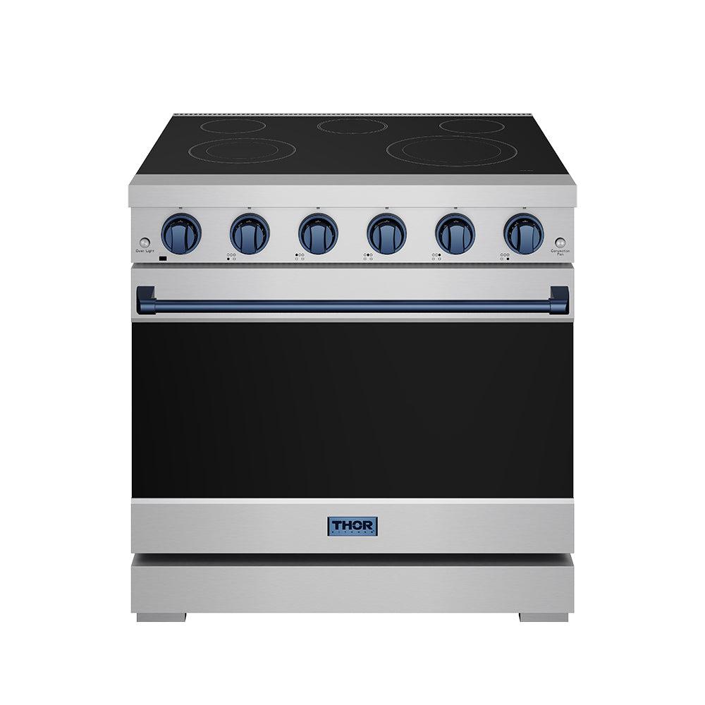 Thor Kitchen RSE36PBLU 36 Inch Professional Electric Range In Stainless Steel/Blue Gordon Ramsay Series
