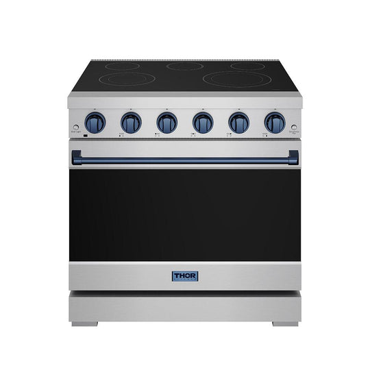 Thor Kitchen RSE36PBLU 36 Inch Professional Electric Range In Stainless Steel/Blue Gordon Ramsay Series