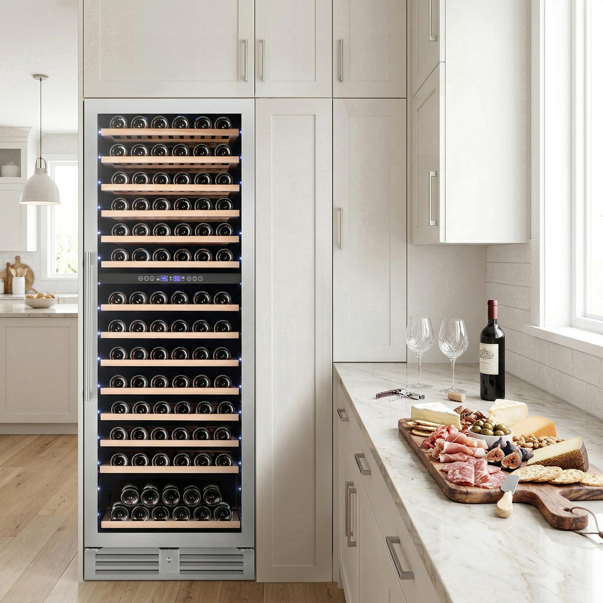 Avanti WCF148DE3S1 Avanti Refresh Dual-Zone Wine Cooler, 148 Bottle Capacity, Wood Accent Shelves, In Stainless Steel (Wcf148De3S-1)