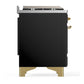 Ilve UM60FQNR3BKG Ilve Um60Fqnr3Bkg Majestic Iii 60 Inch Dual Fuel Range With 9 Burners And Griddle, Dual Function Burner Up To 25,000 Btu (Natural Gas, Solid Door, Glossy Black, Brass)