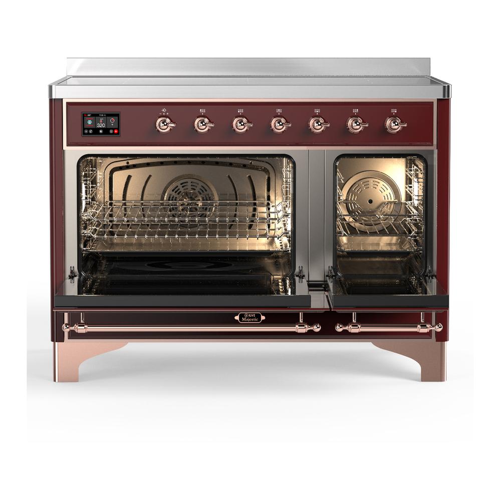 Ilve UMIB48QNR3BUP Ilve Umib48Qnr3Bup Majestic Iii 48 Inch Induction Range With 6 Elements, 5.02 Cu. Ft. Total Oven Capacity (Solid Door, Burgundy, Copper)