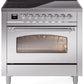 Ilve UPI366NMPSSC Nostalgie Ii 36 Inch Electric Freestanding Range In Stainless Steel With Chrome Trim