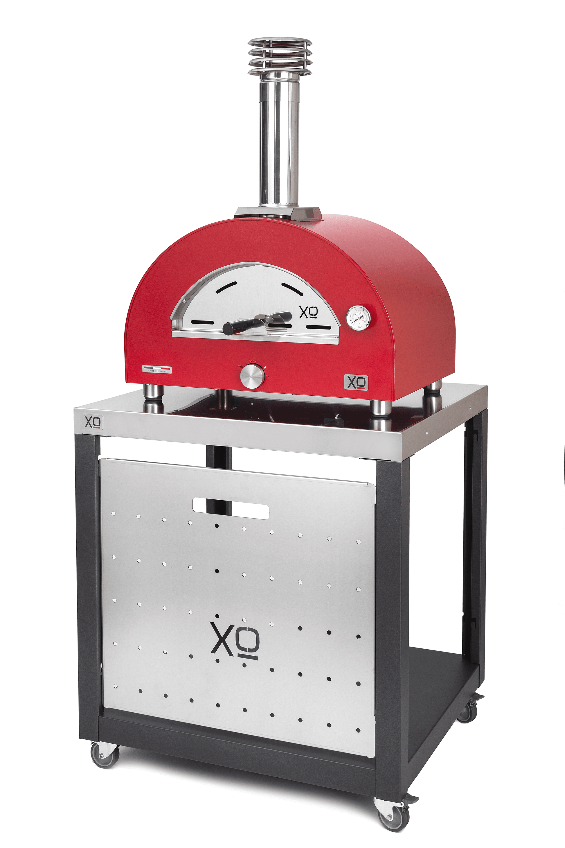 Xo Appliance XOPIZZA1HROL Countertop Hybrid Gas & Wood Oven In Red