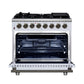 Forno FFSGS612536WHT Forno Massimo 36 Inch Freestanding Dual Fuel Range In White With Antique Brass Accessories, 6 Burners, 5.36 Cu. Ft. Convection Oven