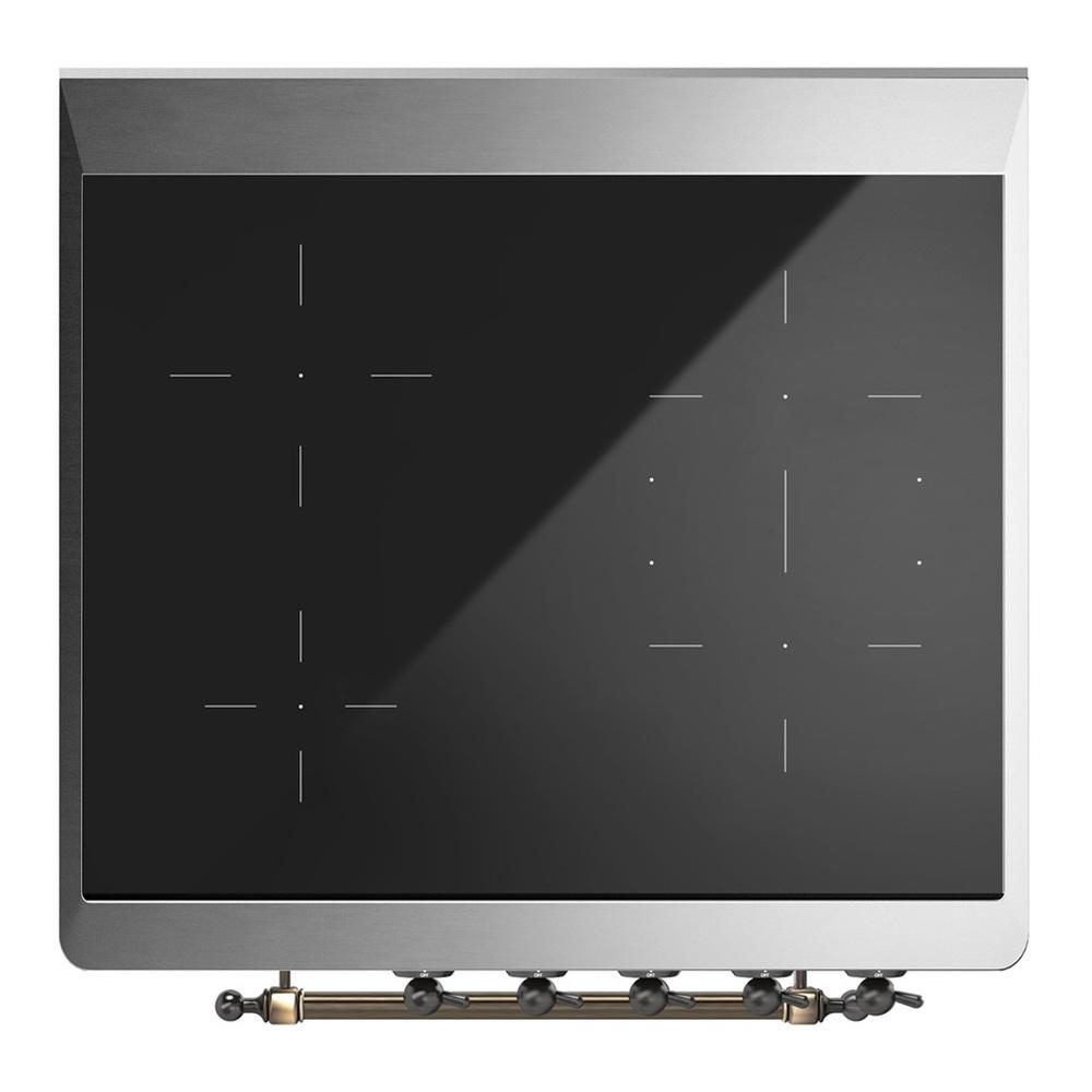 Ilve UMIB30QNR3MGB Ilve Umib30Qnr3Mgb Majestic Iii 30 Inch Induction Range With 4 Elements, 4 Cu. Ft. Oven Capacity (Solid Door, Graphite Matte, Burnished)
