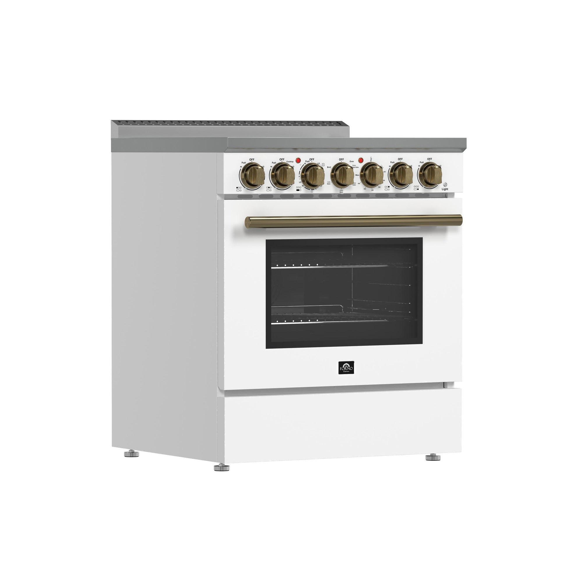Forno FFSEL601130WHT Forno Paolo 30-Inch Freestanding Electric Range, White, 4.38 Cu.Ft, True Convection Oven, Energy Efficient