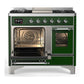 Ilve UMD40FNR3EGCLP Ilve Umd40Fnr3Egclp Majestic Iii 40 Inch Dual Fuel Range With 6 Burners And Griddle, Dual Function Burner Up To 25,000 Btu (Liquid Propane, Triple Glass Door, Emerald Green, Chrome)