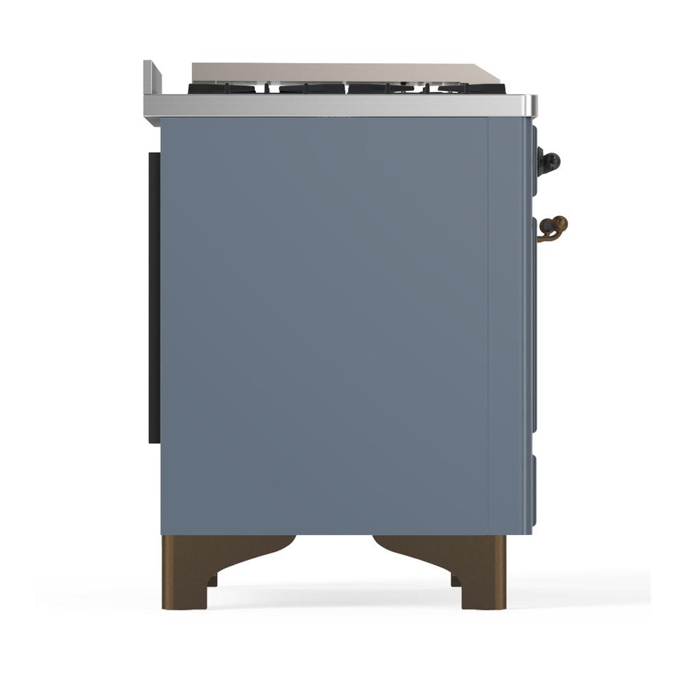 Ilve UMD40FNR3BGB Ilve Umd40Fnr3Bgb Majestic Iii 40 Inch Dual Fuel Range With 6 Burners And Griddle, Dual Function Burner Up To 25,000 Btu (Natural Gas, Triple Glass Door, Blue Grey, Burnished)
