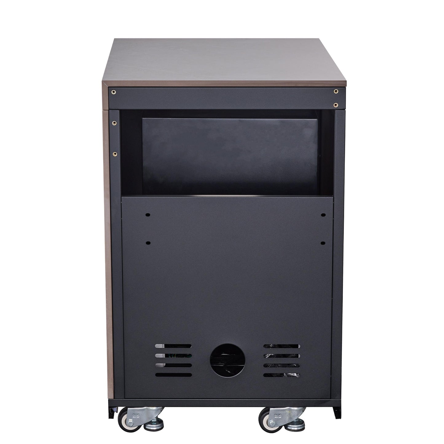 Forno FODKT2544BLK Forno Rimini Outdoor Kitchen 30" Bbq 62,600 Btu, 3 Burners With Sear & Rotisserie, 2.4 Cu.Ft. Beverage Center, Stainless Steel Sink, Black Cabinets & Gray Sintered Stone Countertop